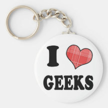 I Love (Plaid Heart) Geeks Keychains