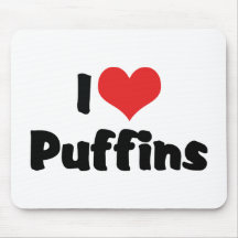 I Love Puffins Mouse Pads