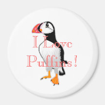 I Love Puffins! Refrigerator Magnet