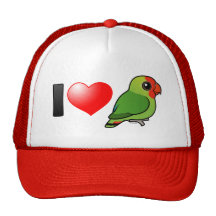 I Love Red-headed Lovebirds Mesh Hat