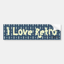 I Love Retro Beaded Curtain Blurple Bumper Sticker