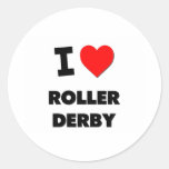 I Love Roller Derby Round Stickers