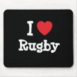 I love Rugby heart custom personalised mousepads