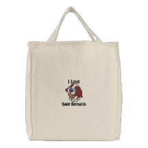 I Love Saint Bernards Embroidered Bag