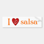 I Love Salsa Dance Swirled Heart White Car Bumper Sticker