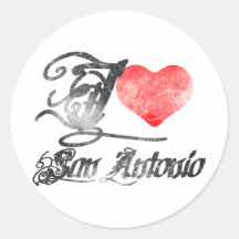 I Love San Antonio Round Stickers