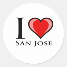 I Love San Jose Round Stickers