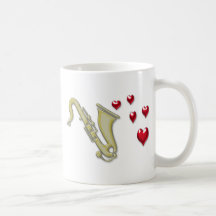 I Love Saxaphone Hearts Coffee Mugs