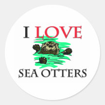I Love Sea Otters Stickers