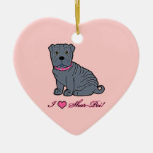 I Love Shar-Pei! Christmas Tree Ornament