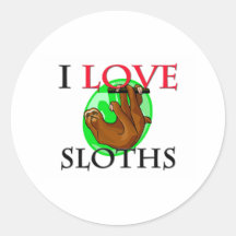 I Love Sloths Round Sticker