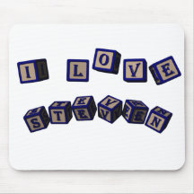I love Steven toy blocks in blue Mousepad
