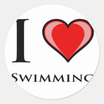 I Love Swimming Round Sticker