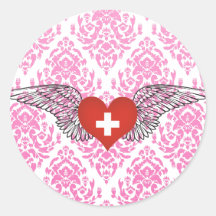 I Love Switzerland -wings Round Sticker