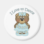 I Love to Dance Ballerina Bear Aqua Magnets