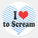 I Love to Scream Round Stickers