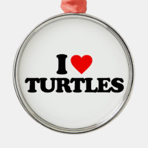 I LOVE TURTLES CHRISTMAS TREE ORNAMENTS