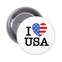 I Love USA (Stars n Stripes) Button