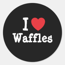 I love Waffles heart T-Shirt Round Stickers