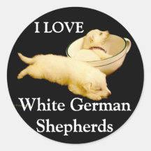 I Love White German Shepherds Sticker