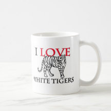 I Love White Tigers Coffee Mugs