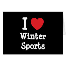 I love Winter Sports heart custom personalised Cards