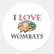 I Love Wombats Round Sticker