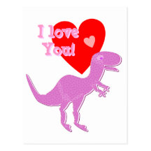 I love You Cartoon Dinosaur T-Rex Postcard