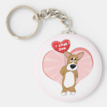 I Love You Corgi Keychain
