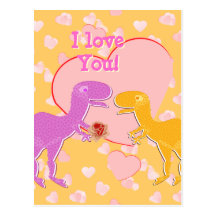 I love You Cute T-Rex Dinosaurs Postcard