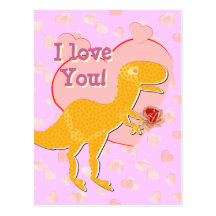 I love You Cute T-Rex Valentine Postcard