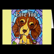 I Love You Pet Dog Animal Painting Art - Multi cards