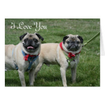 I Love you pug greeting card