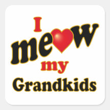 I Meow My Grandkids Square Stickers