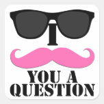 I Moustache You A Question Pink with Sunglasses Sticker