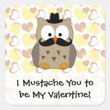 I Moustache You to be My Valentine Square Stickers