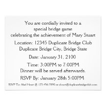 I Only Play Bridge On Days That End In "Y" Personalised Invitation