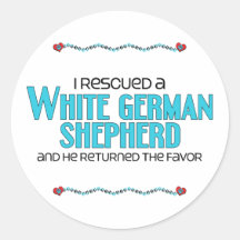 I Rescued a White German Shepherd (Male Dog) Stickers