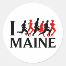I RUN MAINE ROUND STICKERS