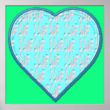 - I Ruv Ru N BLU N Hots Green -SheckShe* Heart- Poster