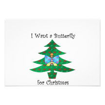 I want a butterfly for christmas personalized invitations