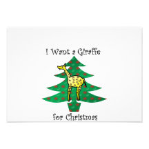 I want a giraffe for christmas custom invitations