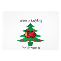 I want a ladybug for christmas personalised invitation