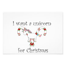 I want a unicorn for christmas candy canes custom announcements