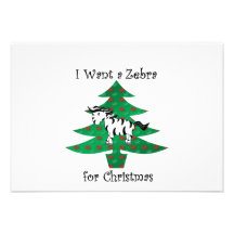 I want a zebra for christmas personalized invites