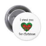 I want you for christmas heart red bow buttons