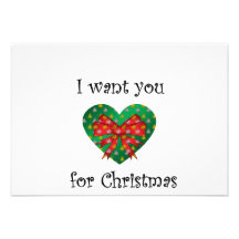 I want you for christmas heart red bow invitation
