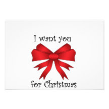 I want you for christmas with red bow personalized announcement