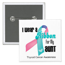 I Wear a Thyroid Cancer Ribbon For My Aunt Pinback Button