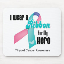 I Wear a Thyroid Cancer Ribbon For My Hero Mouse Pads
